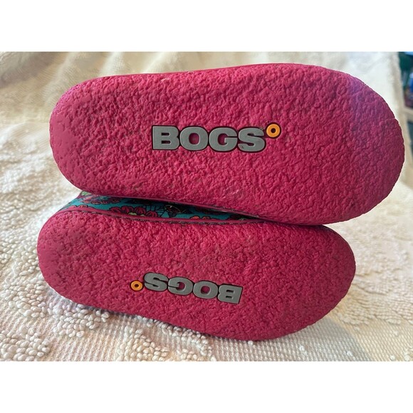 Bogs infants baby girls size 9 pansy stripe duck insulated winter boots - Picture 6 of 6